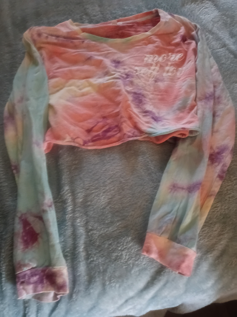 Tie-Dye Cropped Long Sleeve Crop Top - Multicolor